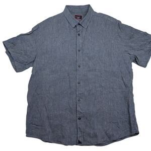 UNTUCKit Canon Dark Blue Pinstripe Linen Short Sleeve Button-Up Shirt Men's XL